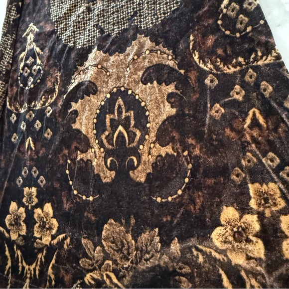 Free People Maura Printed Velvet Flare Pull On Pants Womens XS Brown FloralMulti - Picture 7 of 11